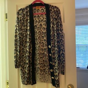 Oversized Tory Burch leopard print sweater size small